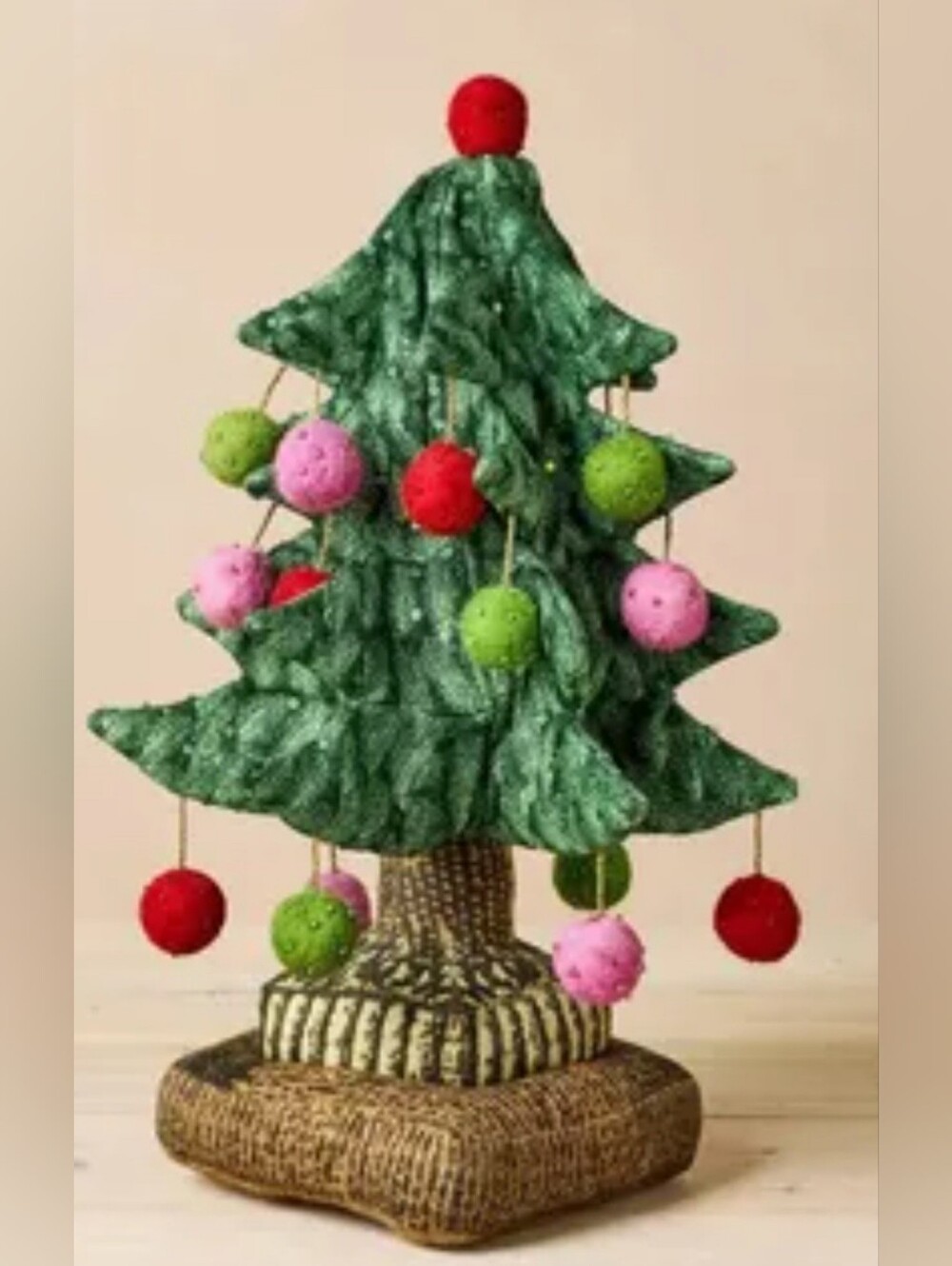 John Derian Christmas Tree Pillow With Ball